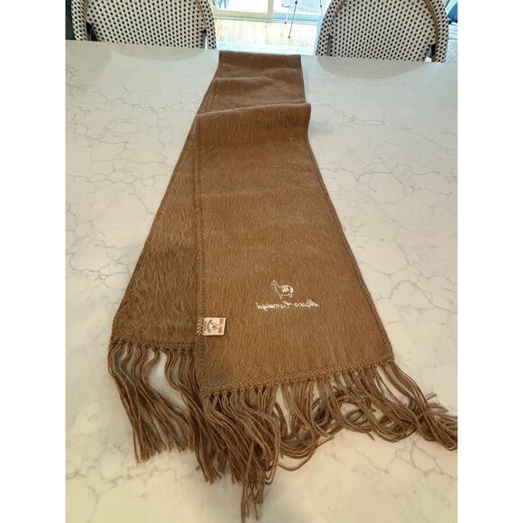 Alpaca Camargo Woven 100% Alpaca Fringe Camel Brown Scarf Made in Peru - Picture 1 of 6